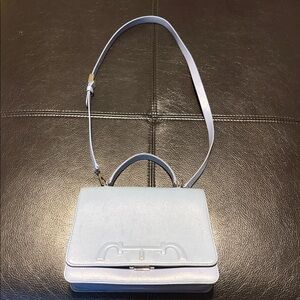 Carolina Herrera (NWOT) Leather Light Blue Structured Top-Handle Crossbody Bag